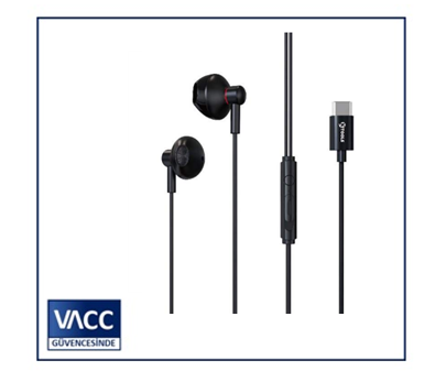 4-KTOOLS EAR SENSE TYPE C SIYAH KABLOLU KULAKLIK