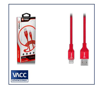 3-KTOOLS SPRING 2.4A 1 METRE LIGHTNING KIRMIZI KABLO