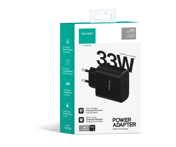 V-03407 SÜPER HIZLI 33W PD SİYAH ADAPTÖR