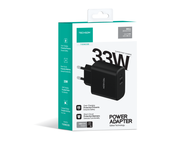 V-03409 SÜPER HIZLI 33W USB-PD SİYAH ADAPTÖR