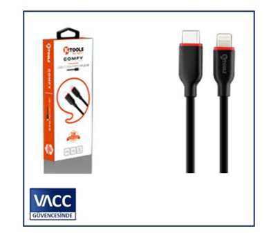3-KTOOLS COMFY 2 METRE USB-C-LIGTHNING PD KABLO