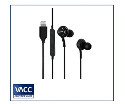 4-KTOOLS EAR MAX LIHTNING SIYAH KABLOLU KULAKLIK