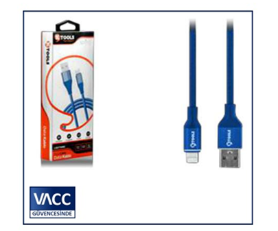 3-KTOOLS SPRING 2.4A 1 METRE LIGHTNING MAVI KABLO